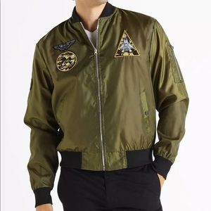 Brooklyn Standard Accented Nylon Bomber Jacket New